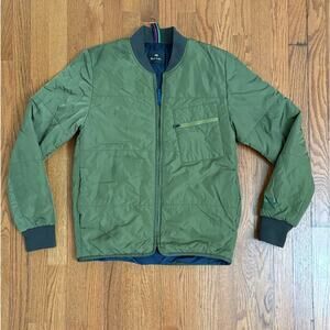 Paul Smith PS Men Reversible Bomber Jacket Small Green Nylon 2-in-1 Lightweight